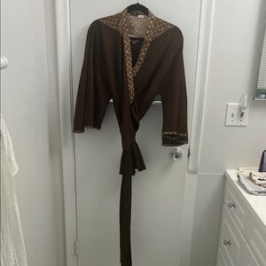 ✨🔥Vintage Luxurious Brown Women’s Robe One-of-a-Kind Intricate Trim💖✨